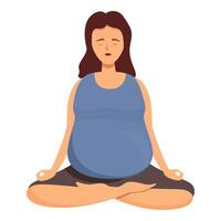 rilassare yoga femmina icona cartone animato vettore. gravidanza gruppo cura vettore