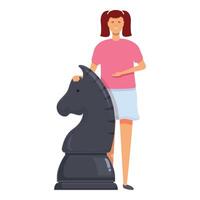 cavallo giocando scacchi icona cartone animato vettore. grande all'aperto gioco vettore