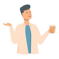 potabile caffè conversazione icona cartone animato vettore. attività commerciale parlando vettore