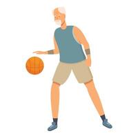 giocare pallacanestro palla icona cartone animato vettore. sport uomo formazione vettore