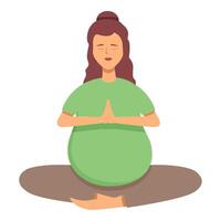 donna incinta rilassare tempo icona cartone animato vettore. yoga meditazione gruppo vettore