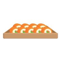 rosso pesce Sushi cibo icona cartone animato vettore. plastica menù vettore