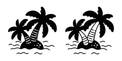 palma albero icona isola Noce di cocco albero vettore logo simbolo pianta cartello tropicale estate spiaggia personaggio cartone animato illustrazione scarabocchio design