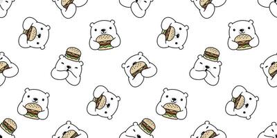 orso senza soluzione di continuità modello polare orso vettore Hamburger sciarpa isolato cartone animato ripetere sfondo piastrella sfondo scarabocchio illustrazione bianca design