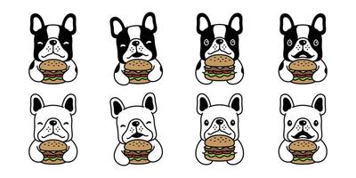 cane vettore francese bulldog Hamburger cibo icona cartone animato personaggio simbolo illustrazione design