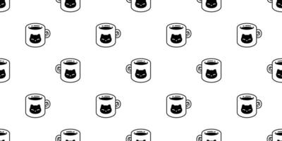 gatto senza soluzione di continuità modello gattino vettore tazza caffè tè latte bicchiere calicò animale animale domestico sciarpa isolato ripetere sfondo cartone animato piastrella sfondo illustrazione scarabocchio design