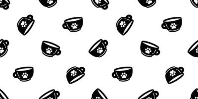 gatto zampa cane orma senza soluzione di continuità modello caffè tazza gattino vettore tè latte bicchiere calicò animale animale domestico sciarpa isolato ripetere sfondo cartone animato piastrella sfondo illustrazione scarabocchio nero design