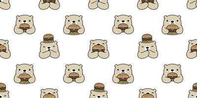 orso senza soluzione di continuità modello polare orso vettore Hamburger sciarpa isolato cartone animato ripetere sfondo piastrella sfondo scarabocchio illustrazione design