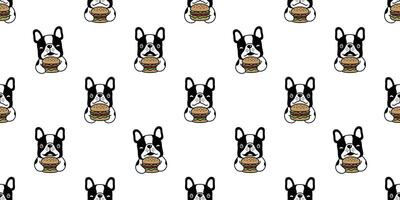 cane senza soluzione di continuità modello francese bulldog vettore Hamburger cibo cucciolo animale domestico ripetere sfondo piastrella sfondo sciarpa isolato cartone animato scarabocchio illustrazione design