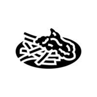 pesce e patatine fritte mare cucina glifo icona vettore illustrazione