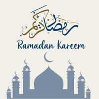 Ramadan kareem Arabo calligrafia con moschea bianca sfondo vettore illustrazione