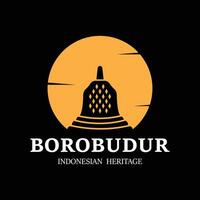 semplice Borobudur tempio logo vettore disegno, stupa di Borobudur pietra tempio indonesiano eredità silhouette logo design