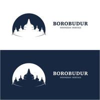 semplice Borobudur tempio logo vettore disegno, stupa di Borobudur pietra tempio indonesiano eredità silhouette logo design