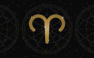 Ariete oroscopo simbolo, astrologia icona, Ariete è il primo astrologico cartello nel il zodiaco. con stelle e galassia sfondo vettore