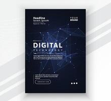 manifesto opuscolo copertina bandiera presentazione disposizione modello, tecnologia digitale futuristico Internet Rete connessione blu sfondo, astratto informatica futuro Tech comunicazione, ai grande dati scienza inviare vettore