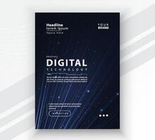 manifesto opuscolo copertina bandiera presentazione disposizione modello, tecnologia digitale futuristico Internet Rete connessione blu sfondo, astratto informatica futuro Tech comunicazione, ai grande dati scienza inviare vettore