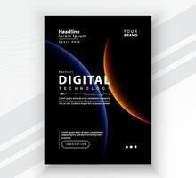 manifesto opuscolo copertina bandiera presentazione disposizione modello, tecnologia digitale futuristico Internet Rete connessione nero sfondo, astratto informatica futuro Tech comunicazione, ai grande dati scienza 3d vettore