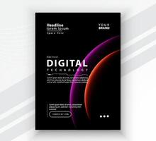 manifesto opuscolo copertina bandiera presentazione disposizione modello, tecnologia digitale futuristico Internet Rete connessione nero sfondo, astratto informatica futuro Tech comunicazione, ai grande dati scienza 3d vettore