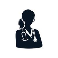 medico professionale silhouette vettore illustrazione arte di donna medico