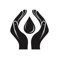 mondo acqua giorno omaggio silhouette di mani proteggere un' acqua gocciolina vettore