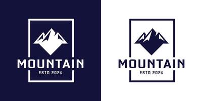montagna picco logo design nel manifesto stile vettore