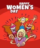 Da donna giorno design con divertente cartone animato donne a festa vettore