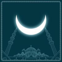 islamico sfondo. disegno di un' moschea con mezzaluna Luna. Ramadan kareem o laylat al-qadr o kadir gecesi o eid mubarak concetto. vettore