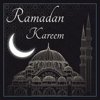 Ramadan kareem concetto vettore. suleymaniye moschea con mezzaluna Luna e islamico modello su il sfondo. vettore