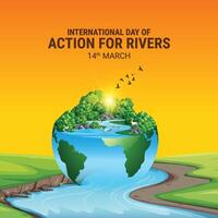 internazionale giorno di azione per fiumi mondo fiumi giorno è osservato su marzo 14 ogni anno. fiume giorno vettore illustrazione. mondo acqua giorno.