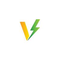 v lettera rinnovabile energia logo design modello vettore