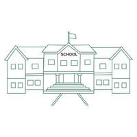 alto scuola edificio linea icona, schema vettore cartello, lineare stile pittogramma isolato su bianca. simbolo, logo illustrazione. modificabile ictus. pixel Perfetto vettore grafica