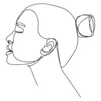 uno linea donna viso, femmina testa continuo illustrazione vettore
