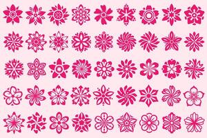 astratto rosa fiori impostare. decorativo floreale design elementi collezione. rosa piatto floreale teste per il tuo design progetti. vettore