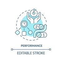 prestazione morbido blu concetto icona. produttività miglioramento. il giro forma linea illustrazione. astratto idea. grafico design. facile per uso nel infografica, promozionale Materiale, articolo, blog inviare vettore