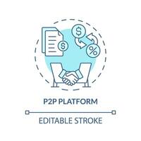 p2p piattaforma morbido blu concetto icona. ricerca e collegamento mutuatari e prestatori. il giro forma linea illustrazione. astratto idea. grafico design. facile per uso nel marketing vettore
