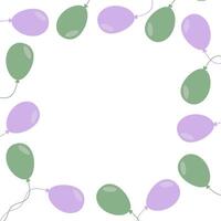 festivo sfondo di verde e viola palloncini con spazio per un iscrizione. cerimoniale telaio fatto di palloncini. vettore