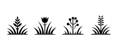 impostato silhouette stile logo con pianta tema, natura icone su bianca sfondo. vettore