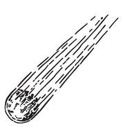 cosmico fenomeno scarabocchio. schema disegno di cometa. astronomia scienza schizzo. mano disegnato vettore illustrazione isolato su bianca.