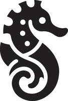 minimo cavalluccio marino vettore icona, piatto simbolo, nero colore silhouette, bianca sfondo