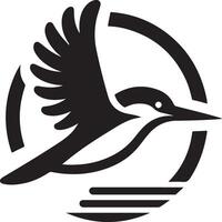 martin pescatore uccello vettore arte icona, clipart, simbolo, nero colore silhouette, bianca sfondo 18