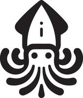 minimo calamaro vettore icona, piatto simbolo, nero colore silhouette, bianca sfondo 18