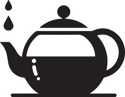tè bollitore vettore icona con tazza silhouette, nero colore silhouette 10