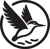 martin pescatore uccello vettore arte icona, clipart, simbolo, nero colore silhouette, bianca sfondo 20