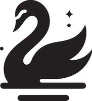 cigno logo vettore icona, piatto simbolo, nero colore silhouette, bianca sfondo 6