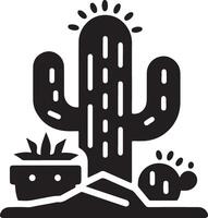 cactus pianta icona vettore clipart, simbolo, nero colore silhouette, bianca sfondo 2