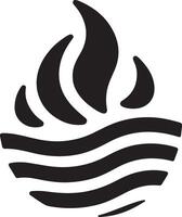 minimo fuoco fiamma logo orizzontale flusso cartello vettore icona silhouette, bianca sfondo 2