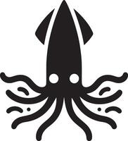 minimo calamaro vettore icona, piatto simbolo, nero colore silhouette, bianca sfondo 3