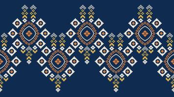 tradizionale etnico motivi ikat geometrico tessuto modello attraversare punto.ikat ricamo etnico orientale pixel Marina Militare blu sfondo. astratto, vettore, illustrazione. trama, sciarpa, decorazione, carta da parati. vettore