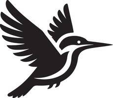 martin pescatore uccello vettore arte icona, clipart, simbolo, nero colore silhouette, bianca sfondo 12