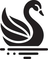 cigno logo vettore icona, piatto simbolo, nero colore silhouette, bianca sfondo 7